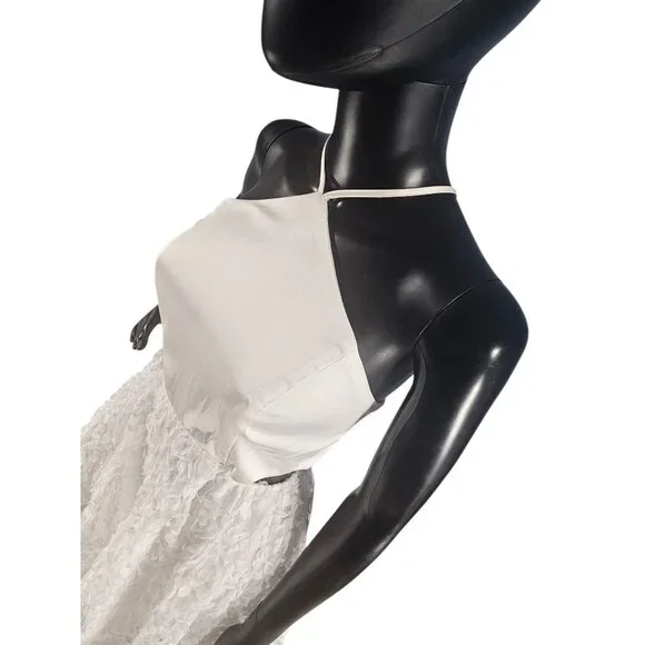 Short White Satin Halter Organza Flower Party Dress - NWT - Fashion Nova - Picture 6 of 11